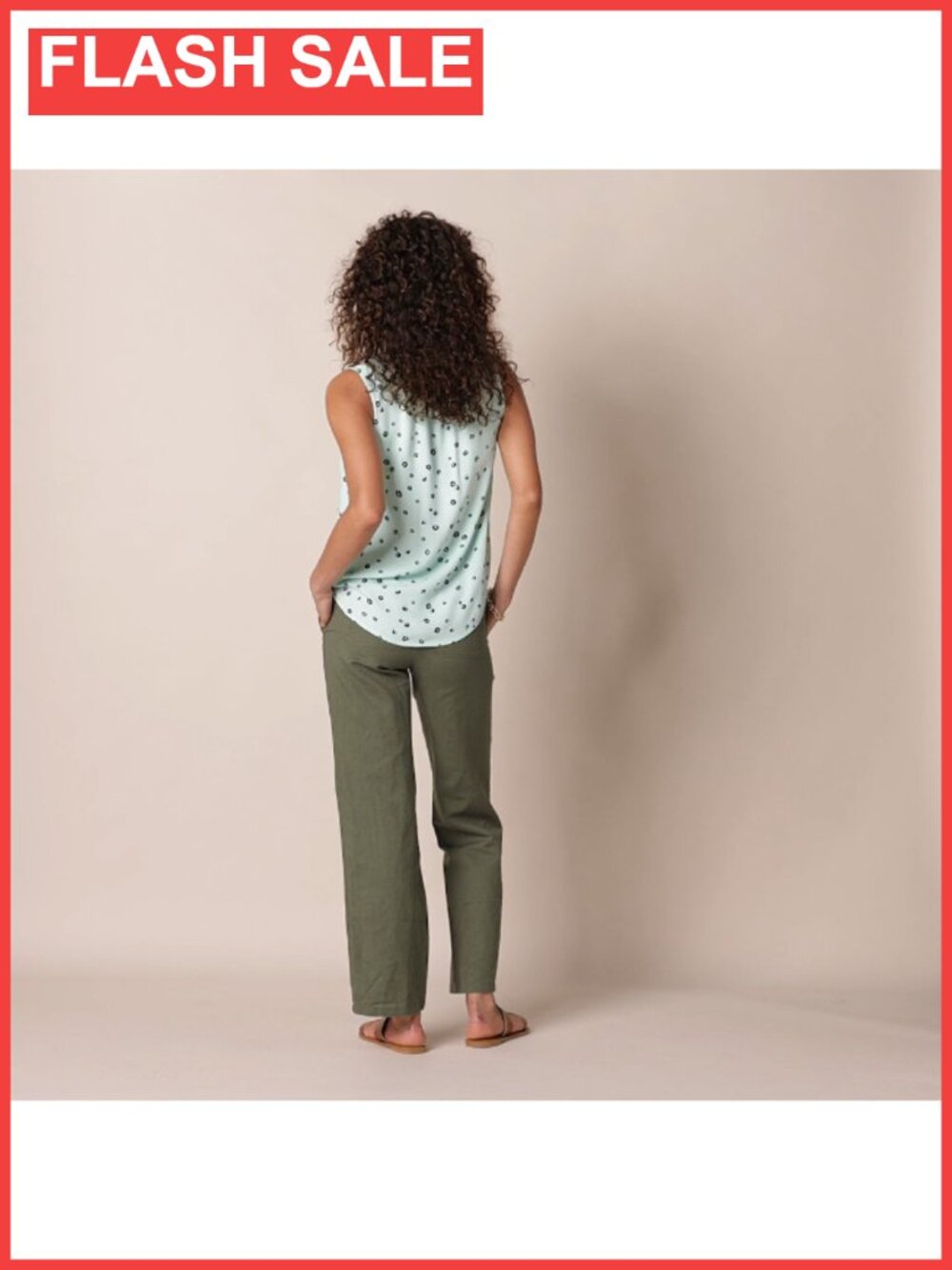 Linen Blend Drawstring Wide Leg Pants Mid Rise Pull On - Picture 6 of 6